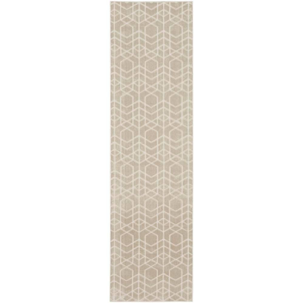 Silver Runner Rug Nourison Washable Charm Silver Ivory 2 ft. x 8 ft. Geometric ...