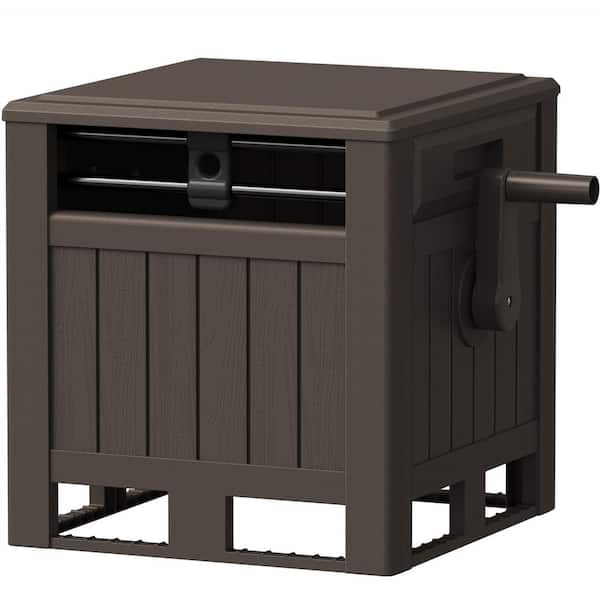 Tozey Outdoor Garden Resin 160 ft. Slide Trak Hideaway Hose Reel Dark Brown