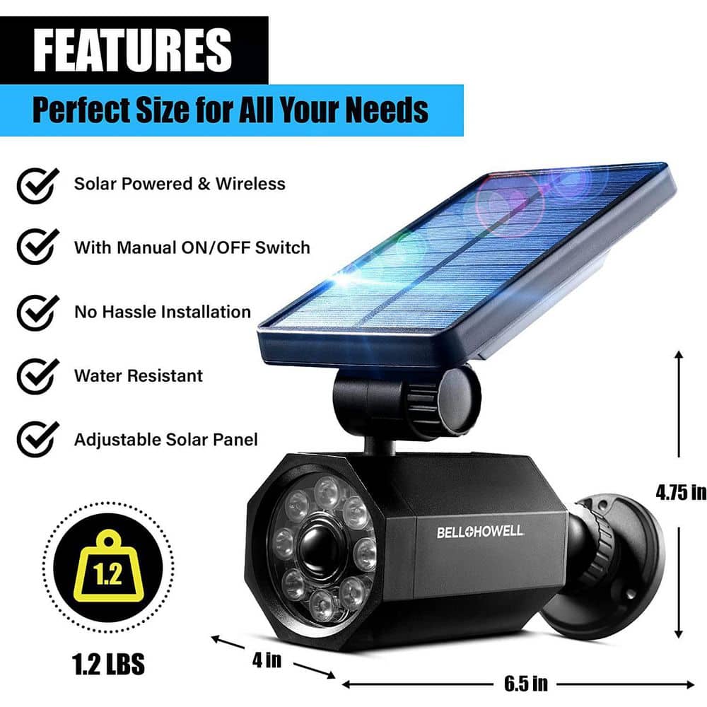 Black Solar Powered LED Motion Sensor Security Spotlight