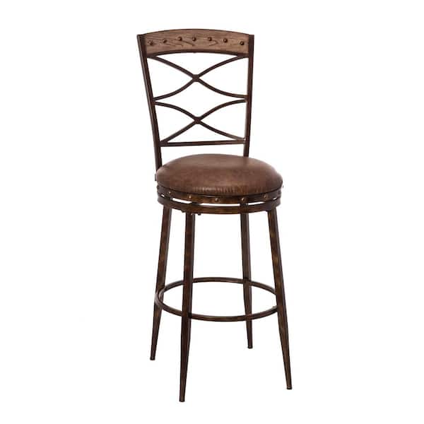 Hillsdale Furniture Emmons 26 in. Washed Gray and Brown Swivel Counter Stool
