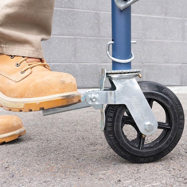 8-inch Cast Iron and Rubber Heavy-Duty Caster Wheels with Double-Lock Locking Pedal for Metaltech Scaffolding