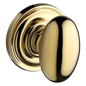 Reserve Ellipse Lifetime Polished Brass Bed/Bath Door Knob with Traditional Round Rose