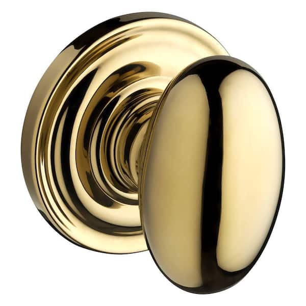 Baldwin Reserve Ellipse Lifetime Polished Brass Bed/Bath Door Knob with Traditional Round Rose