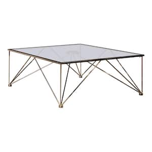 Chalet 40 in Chrome and Grey Square Tempered Glass Coffee Table