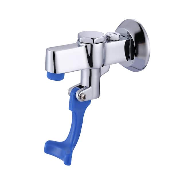 IVIGA Wall Mount Glass Filler Faucet, Push-Back Glass Filling Station with NPT 3/8" Female Inlet and Flange in Polished Chrome