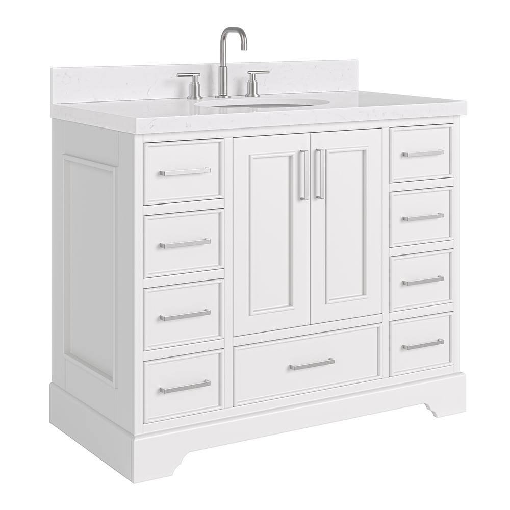 Stafford 42'' White Freestanding Single Bathroom Vanity with Marble Top