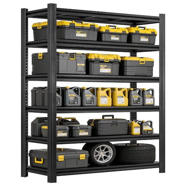 6-Tier Steel Heavy Duty Freestanding Garage Storage Shelving Unit in Black (48 in. W x 84 in. H x 18 in. D)