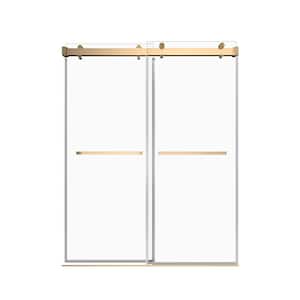 56-60 in. W x 76 in. H Single Sliding Frameless Shower Door with 3/8 in. (10mm) Clear Glass in Brushed Gold, Soft Close