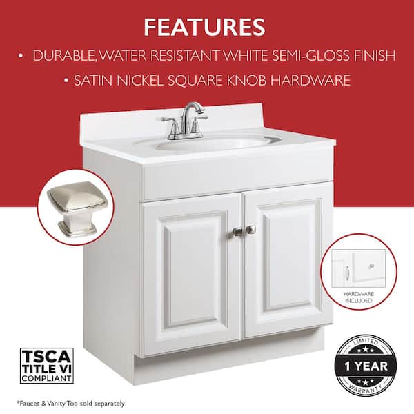 Wyndham 24 in. 2-Door Bath Vanity Cabinet Only in White (Ready to Assemble)