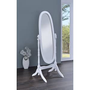 Large Oval White Modern Mirror (59 in. H x 23 in. W)