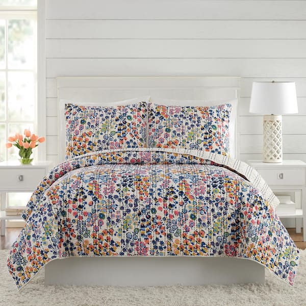 Vera Bradley Petite Floral Blue Full/Queen Cotton Quilt