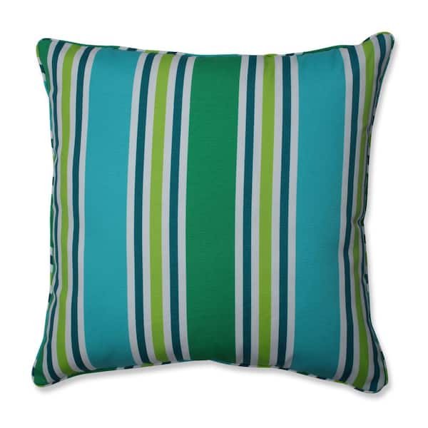 Pillow Perfect Stripe Blue Square Outdoor Square Throw Pillow