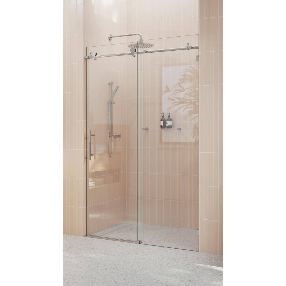 78" Frameless Glass Sliding Shower Door in Polished Chrome