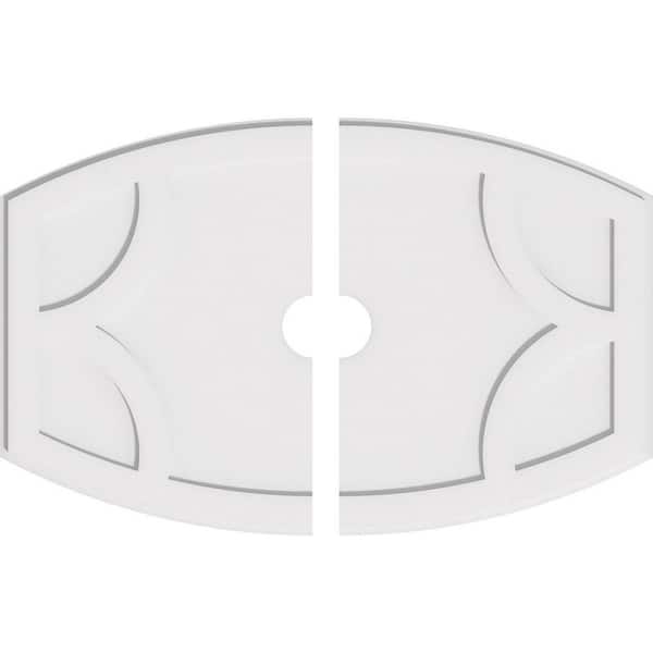 Ekena Millwork 40 in. W x 26-5/8 in. H x 4 in. ID x 1 in. P Kailey Architectural Grade PVC Contemporary Ceiling Medallion (2-Piece)