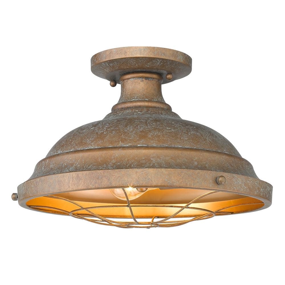 Golden Lighting Whitaker Aged Steel Rustic Lantern Pendant Light