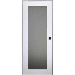 24 in. x 84 in. Right-Hand Full Lite Frosted Glass Polar White Wood Composite Single Prehung Interior Door