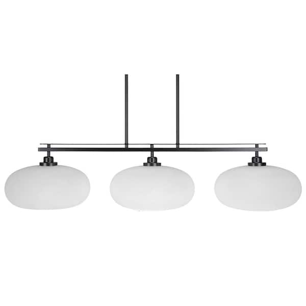 Unbranded Monroe 3-Light, Matte Black Billiard Light, Any room with 13 in. White Muslin Glass Shades no bulbs included