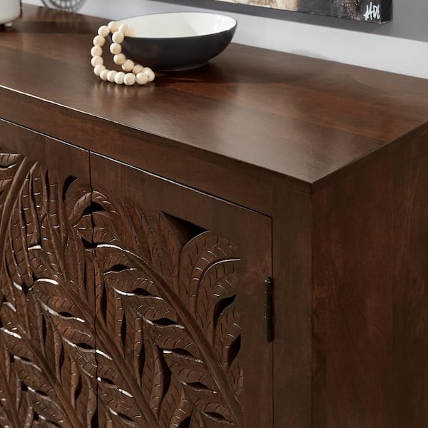 Carved wood store buffet table