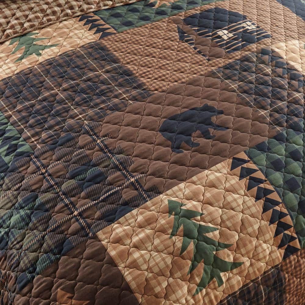 King Size Light Brown Microfiber Reversible Quilt Set