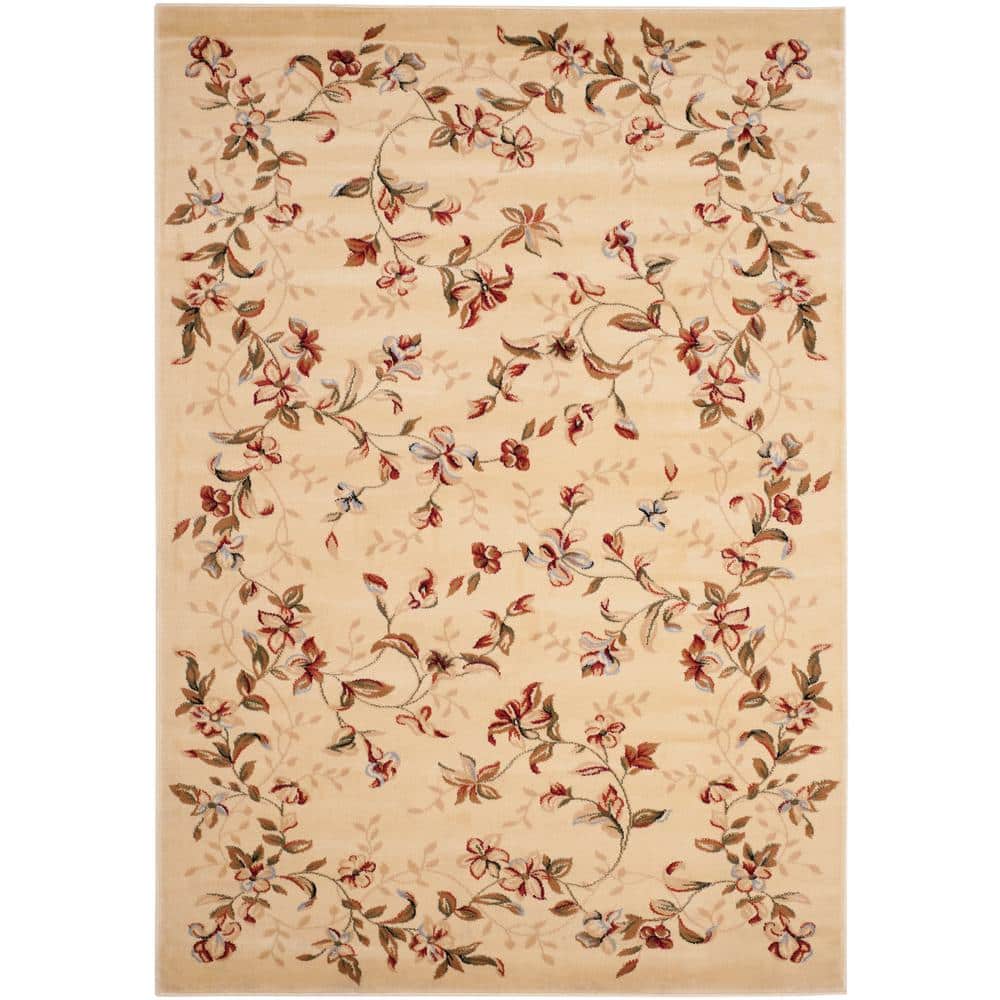 Ivory Elegance 59'' Tufted Round Floral Synthetic Area Rug