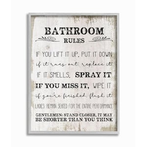 11 in. x 14 in. "Bathroom Rules Wood" by Daphne Polselli Framed Wall Art