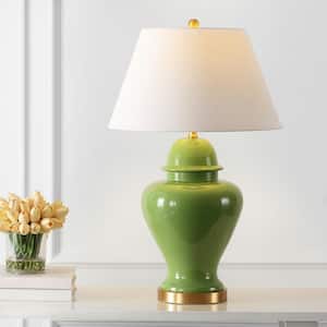 Sagwa 33 in. Green Ceramic/Iron Modern Classic LED Table Lamp