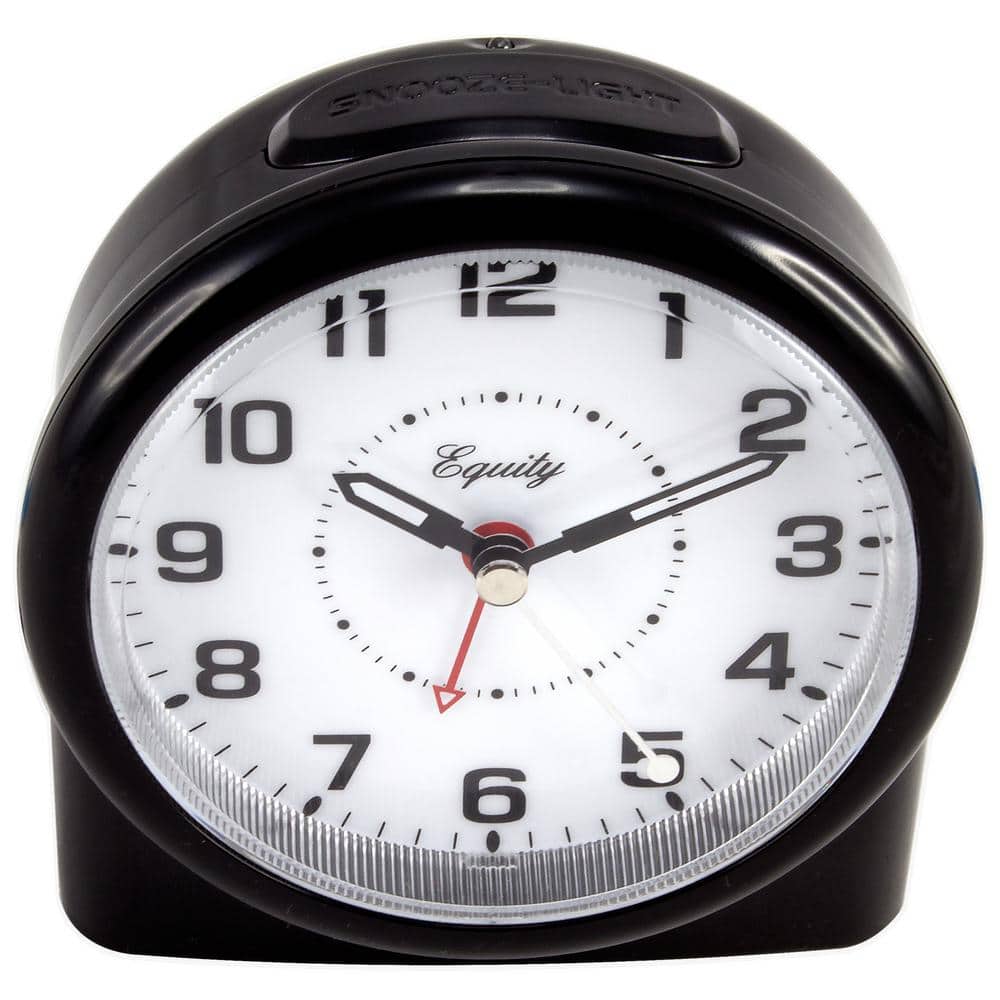 Equity Black and White Analog Alarm Clock with Night Vision