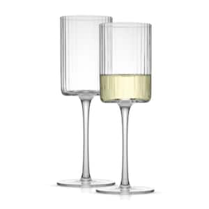 Elle 11.5 oz. Fluted Cylinder White Wine Glasses Set (Set of 2)