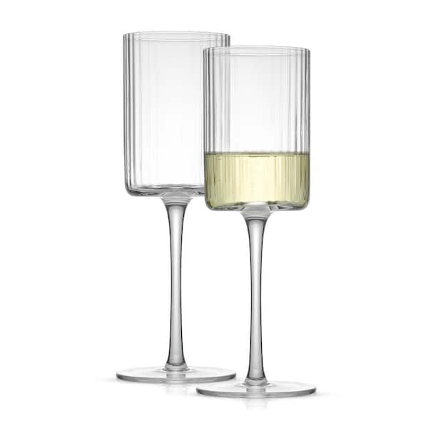 JoyJolt Elle 11.5 oz. Fluted Cylinder White Wine Glasses Set (Set of 2)