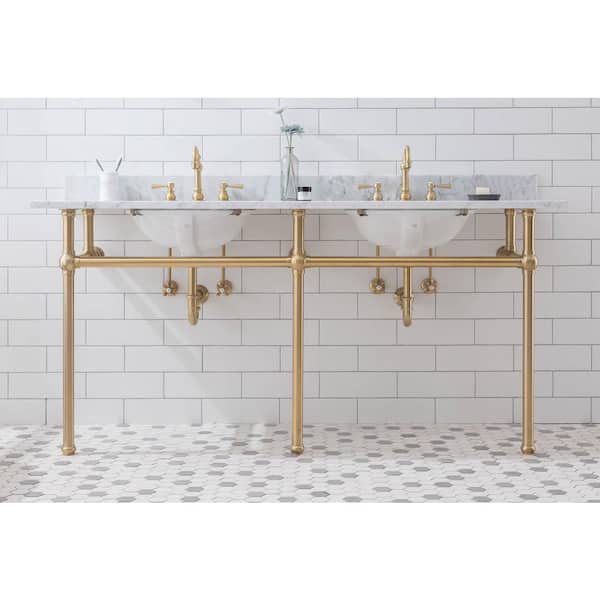 Water Creation Embassy 72 in. Brass Washstand Legs and Connectors in Satin Gold PVD