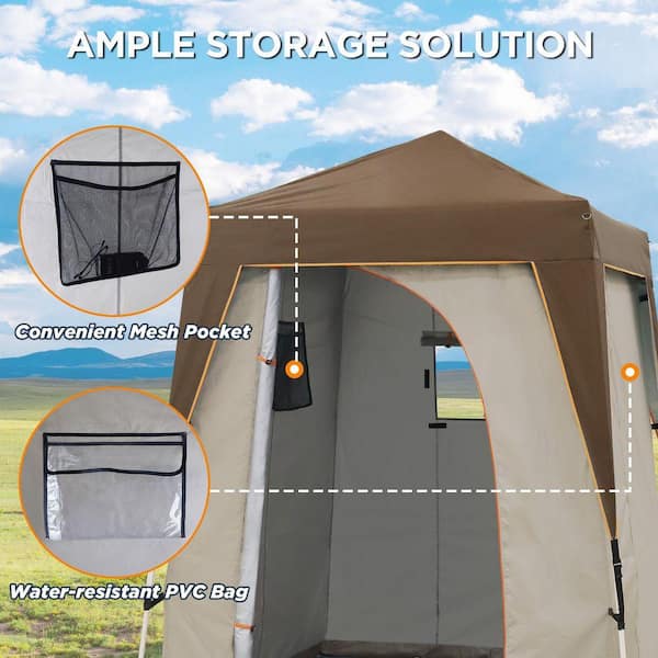 EAGLE PEAK 6 ft. W x 6 ft. D Pop Up Privacy Tent with Ground Mat