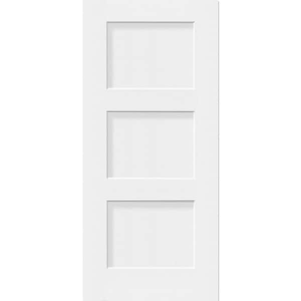 Legacy 36 in. x 80 in. Universal 3P Equal Shaker Unfinished White Fiberglass Front Door Slab