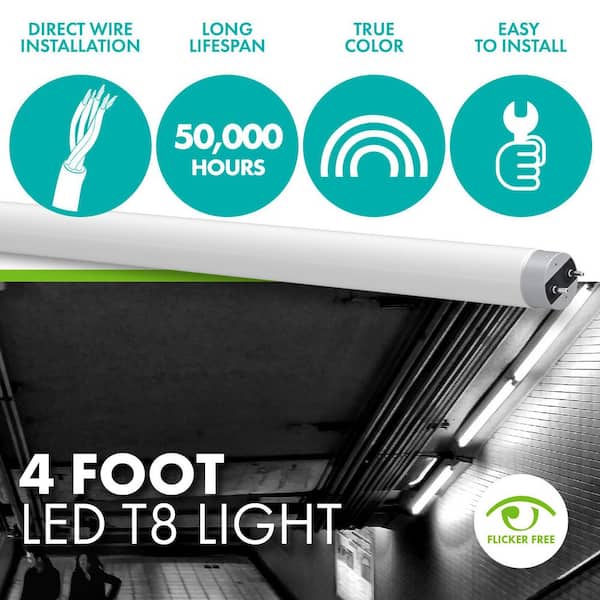 17-Watt/32-Watt Equivalent 4 ft. Linear T8 Type B Double-End Bypass LED Tube Light Bulb, Daylight 5000K (25-Pack)