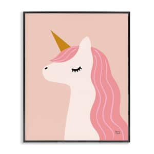 Peach Pastel Unicorn by Jessica Beck Black Framed Fantasy Giclee Art Print 20 in. x 16 in.