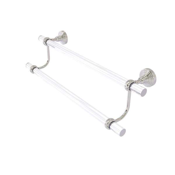Allied Brass Pacific Grove Collection 18 in. Wall Mounted Double Towel Bar with Twisted Accents in Nickel