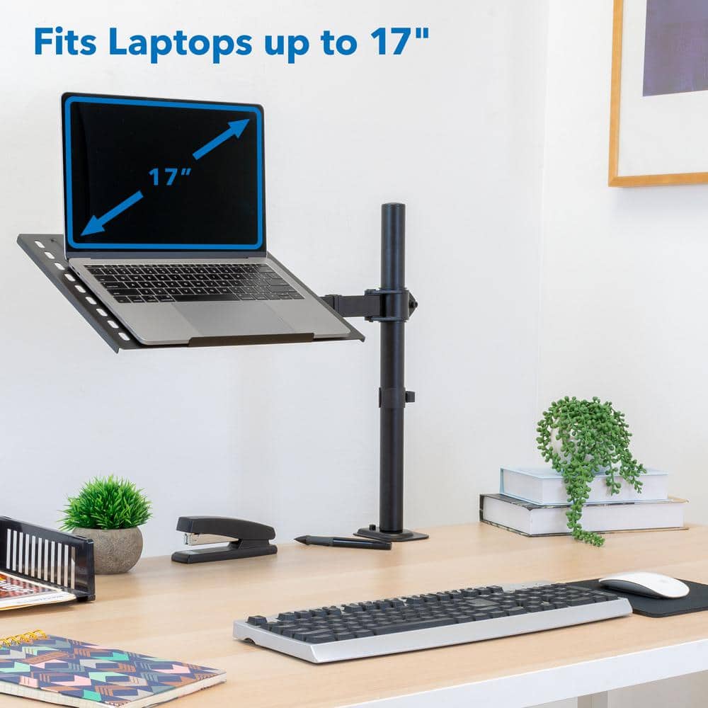 Black Adjustable Laptop Desk Mount with Vented Tray