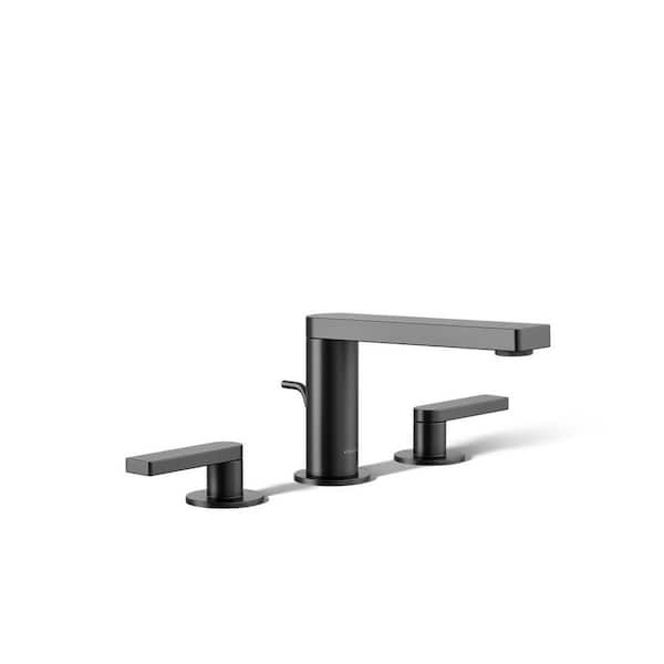 Composed 8 in. Widespread 2 Handle Bathroom Sink Faucet with Handles and Pop-Up Drain in Matte Black