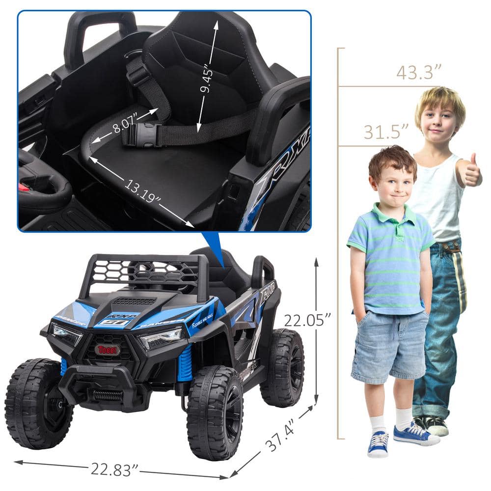 Black 12V Kids Ride-On UTV with LED Lights and Horn