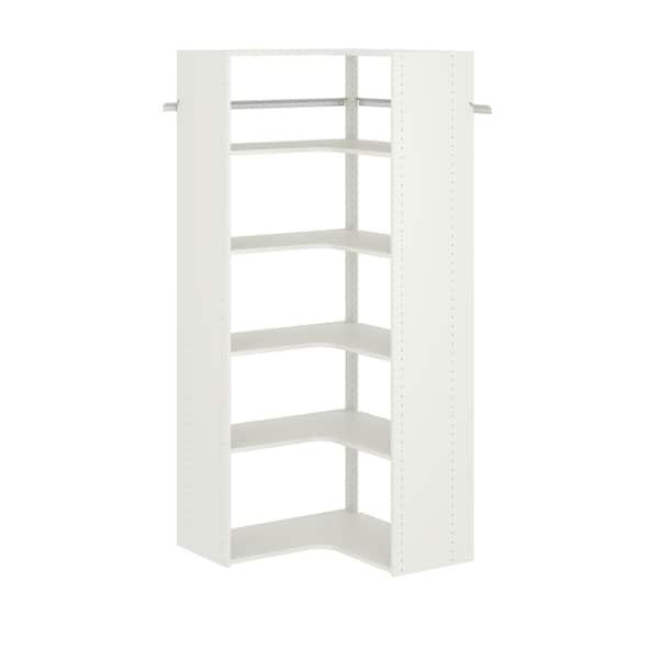 W White Corner Wood Closet System Wh31, What Kind Of Wood Is Best For Closet Shelves