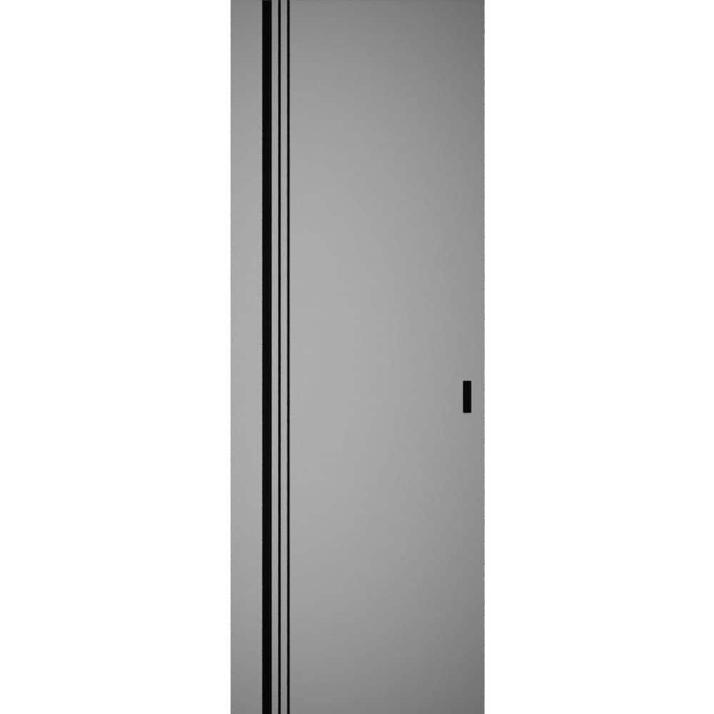 30 in. x 84 in. Unassembled Universal/Reversible Solid Wood Matte Grey Flush Mount Hidden Door with Silver Hinge price history on PriceWatchPro