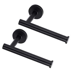 Wall Mounted Round Stainless-Steel Toilet Paper Holder in Matte Black 2-Pieces