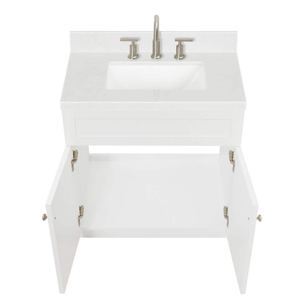 Hamlet 30" White Wood Freestanding Vanity with Quartz Top