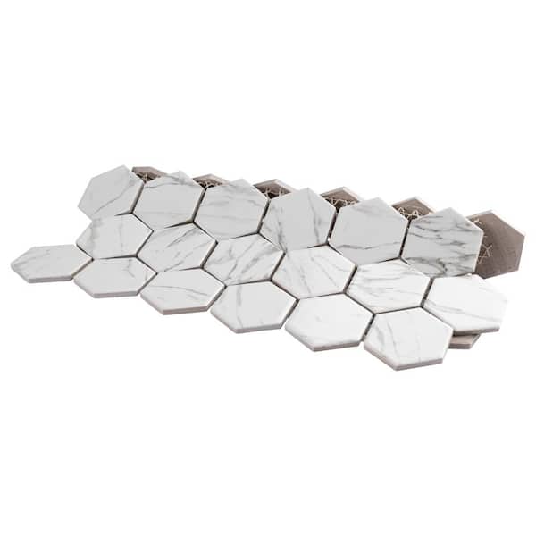 Merola Tile Flo 2 in. Hex White 6 in. x 6 in. Porcelain Mosaic