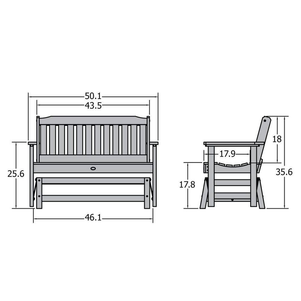 Weathered Acorn Poly Lumber Outdoor Glider Bench