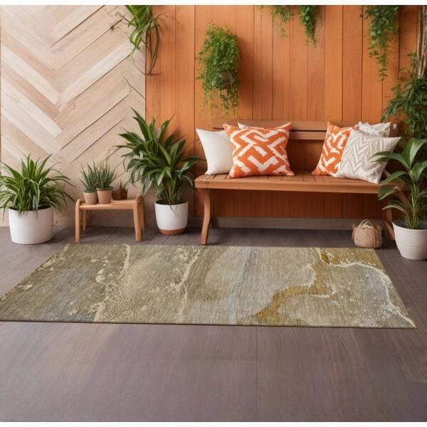 2' X 8' Brown Abstract Indoor Outdoor Area Rug 2' X 8' Brown Abstract Indoor Outdoor Area Rug