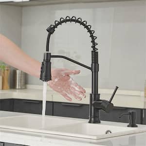 Single-Handle Touchless Kitchen Sink Faucet With Pull Down Sprayer Commercial 1-Hole Smart Hand-Free Taps Matte Black