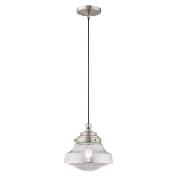 AVIANCE LIGHTING Ghessington 1-Light Brushed Nickel Mini Pendant with Smoke Glass