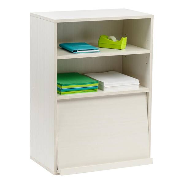 Iris 32 91 In White Faux Wood 3 Shelf Standard Bookcase With Doors 596328 The Home Depot 3 Shelf Standard Bookcase With Doors, Wood Storage Cabinets With Doors And Shelves Home Depot