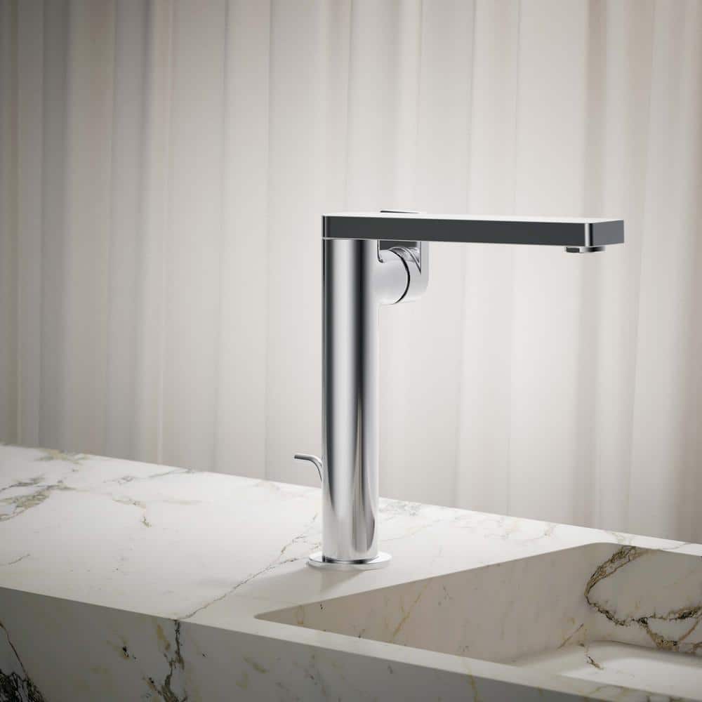 Sleek Polished Chrome Single-Handle Vessel Sink Faucet