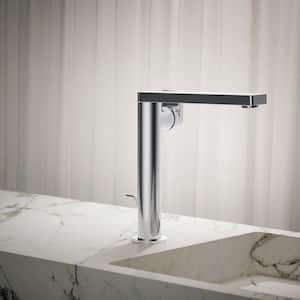 Composed Single-Hole Single-Handle Tall Vessel Bathroom Faucet with Lever Handle and Drain in Polished Chrome